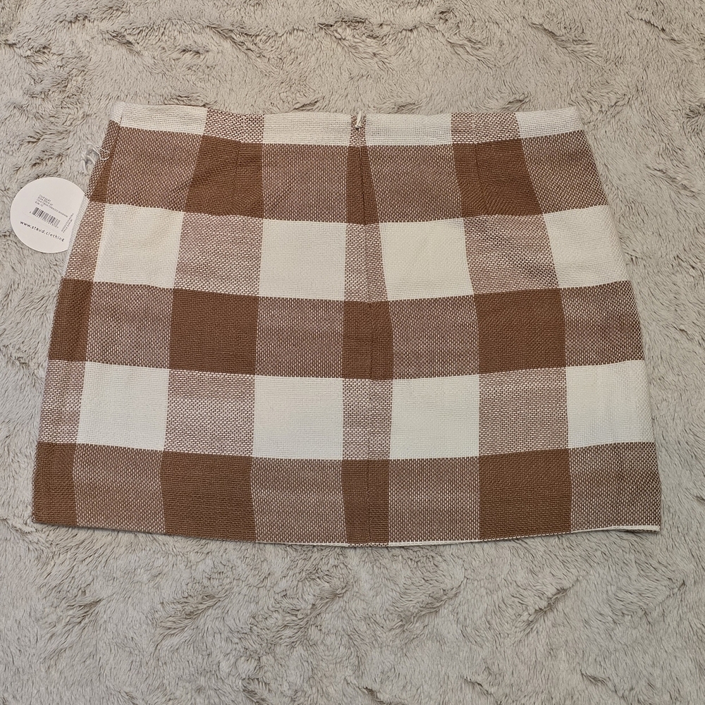 STAUD Tan and White Plaid Skirt - Picture 5 of 5